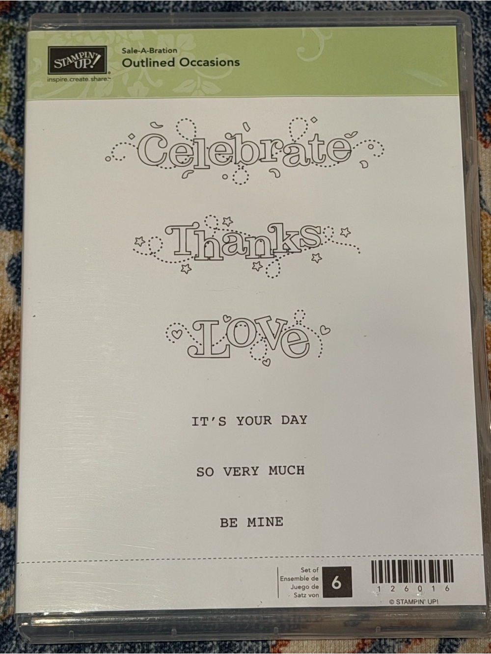 Stampin' Up! Outlined Occasions Stamp Set - White & Green